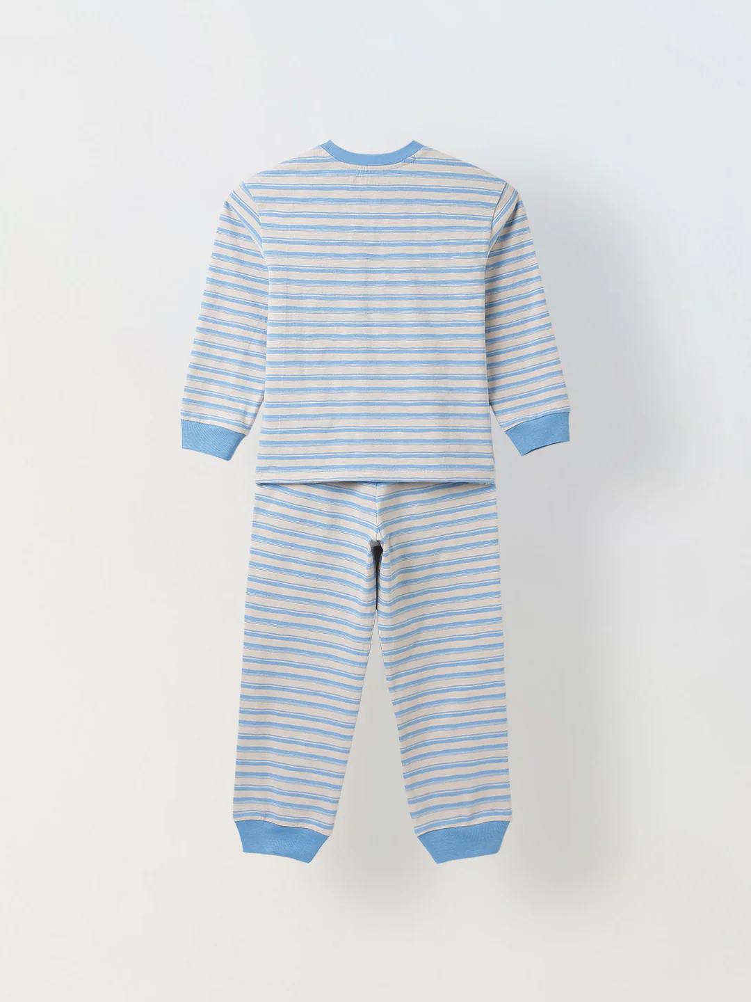 Beige & Blue Striped T-shirt with Pyjamas Set - Image 2