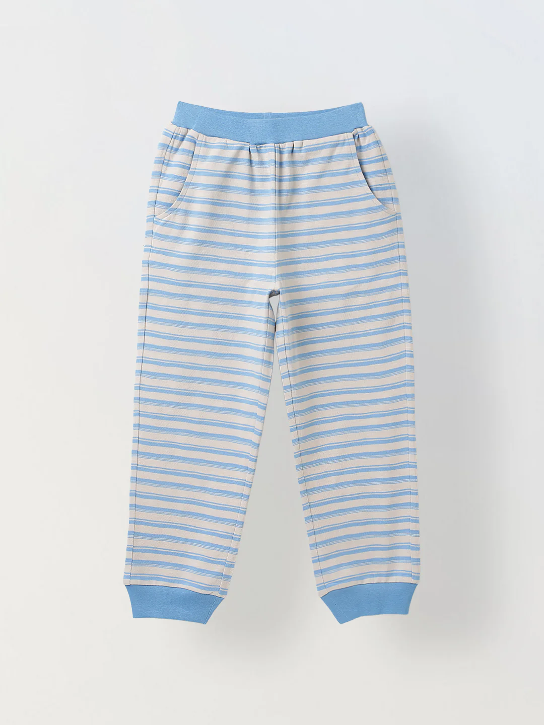 Beige & Blue Striped T-shirt with Pyjamas Set - Image 3