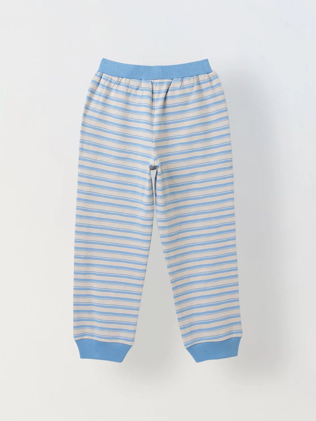 Beige & Blue Striped T-shirt with Pyjamas Set - Image 4
