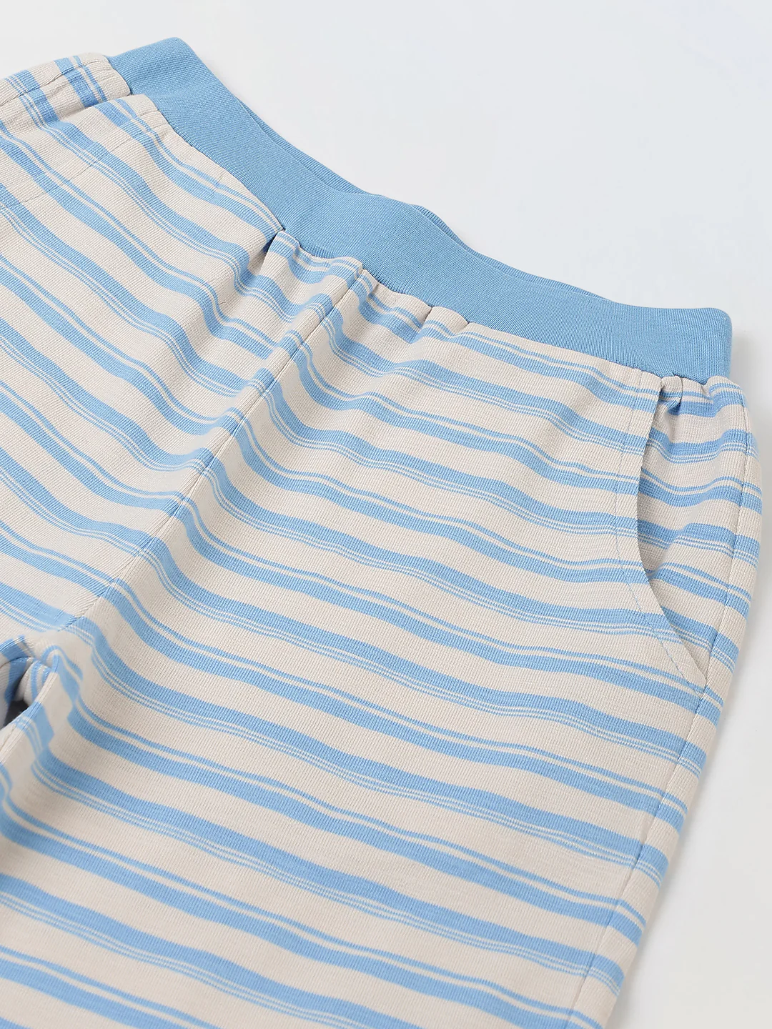 Beige & Blue Striped T-shirt with Pyjamas Set - Image 6