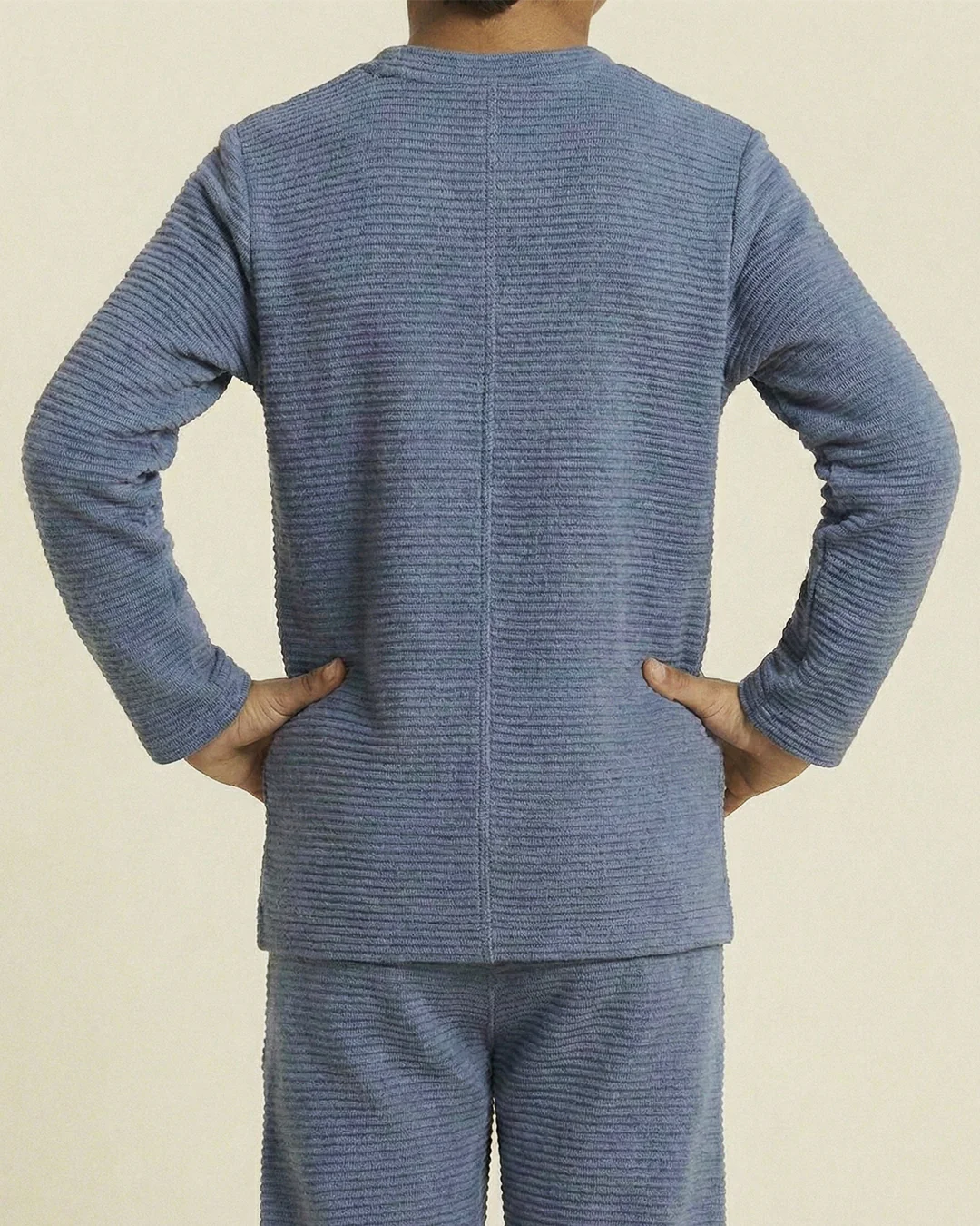 Boy Blue Waffle Knit Otoman Rib Top with Bottom Set - Image 4