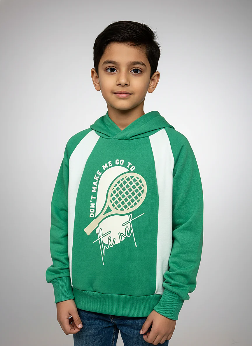 Boys Green Hoodie Printed Hoodie Sweatshirt