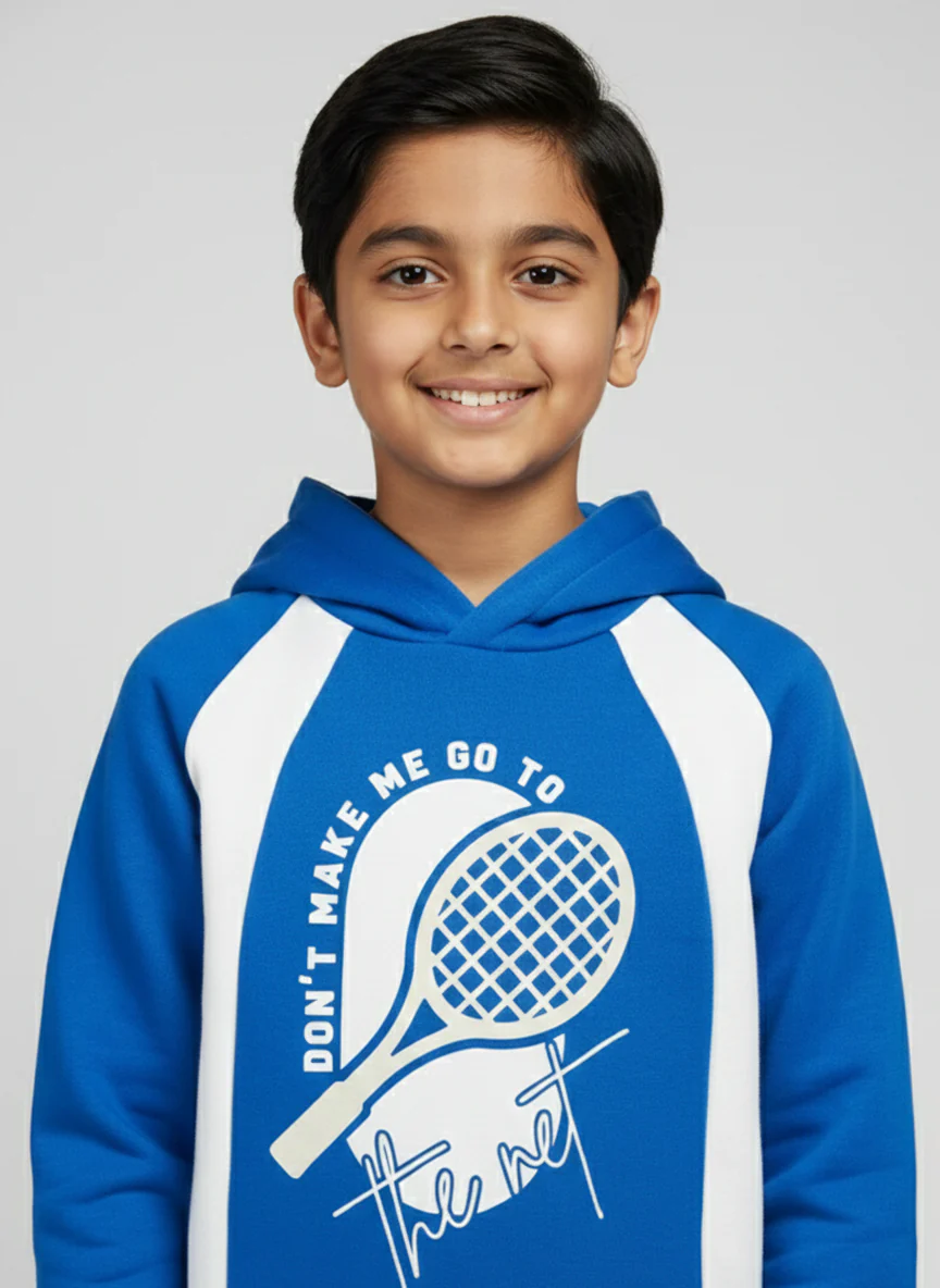 Boys Blue Hoodie Printed Hoodie Sweatshirt - Image 2