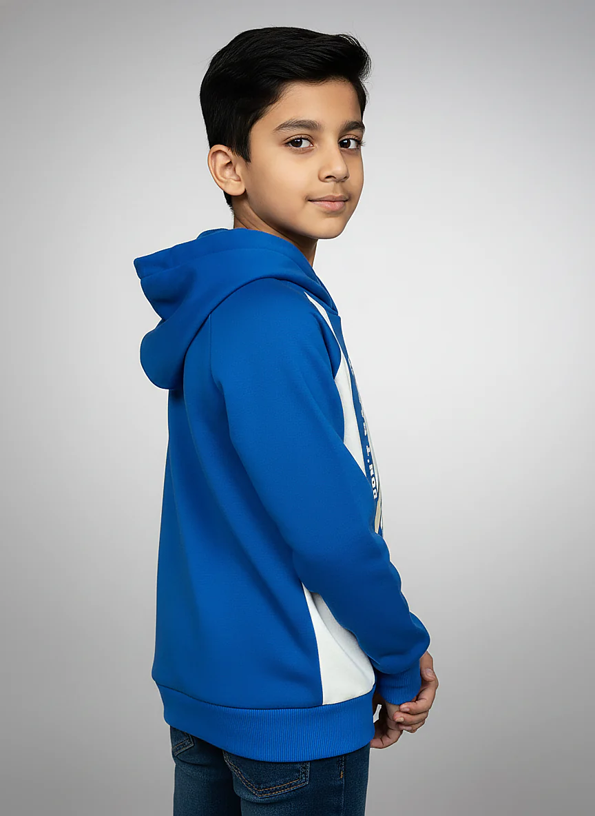 Boys Blue Hoodie Printed Hoodie Sweatshirt - Image 4