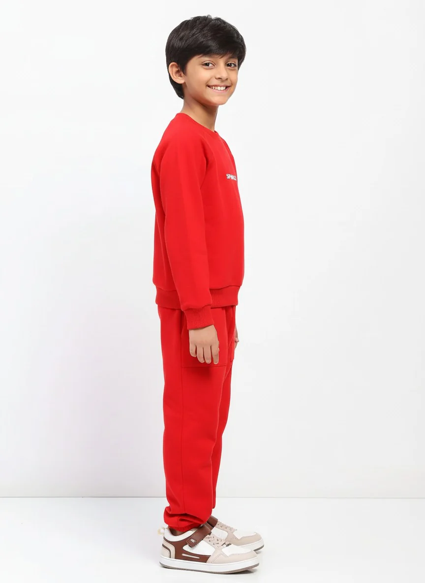 Boys Red Long Sleeve Sweatshirt Set - Image 3