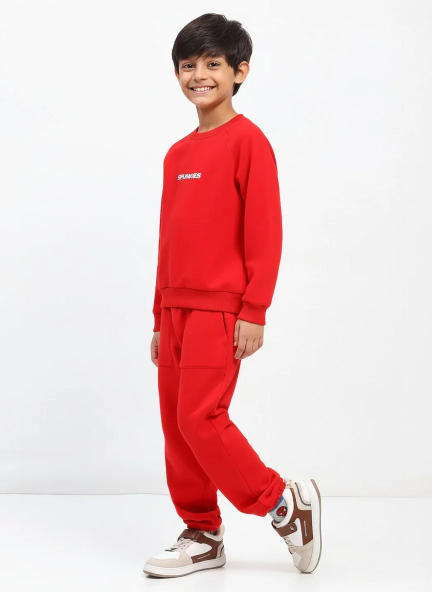 Boys Red Long Sleeve Sweatshirt Set - Image 4