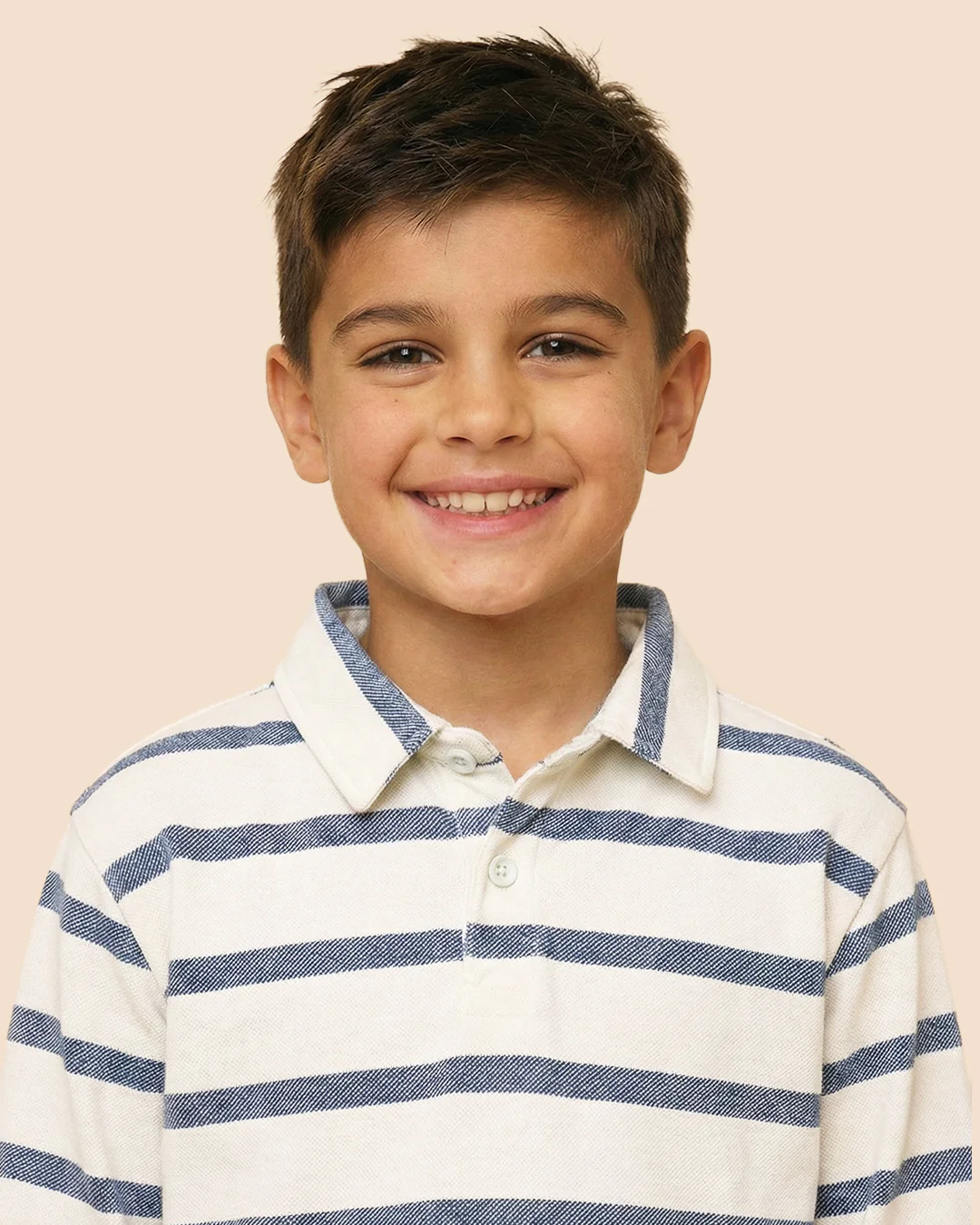 Boys White Collar Neck Striped Polo T-Shirt - Image 4
