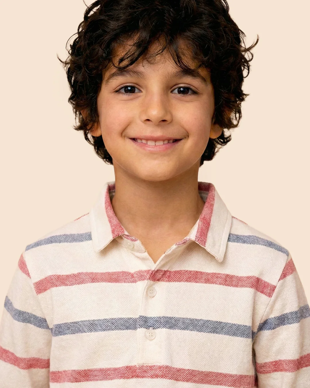 Boys White Collar Neck Striped Polo T-Shirt - Image 4