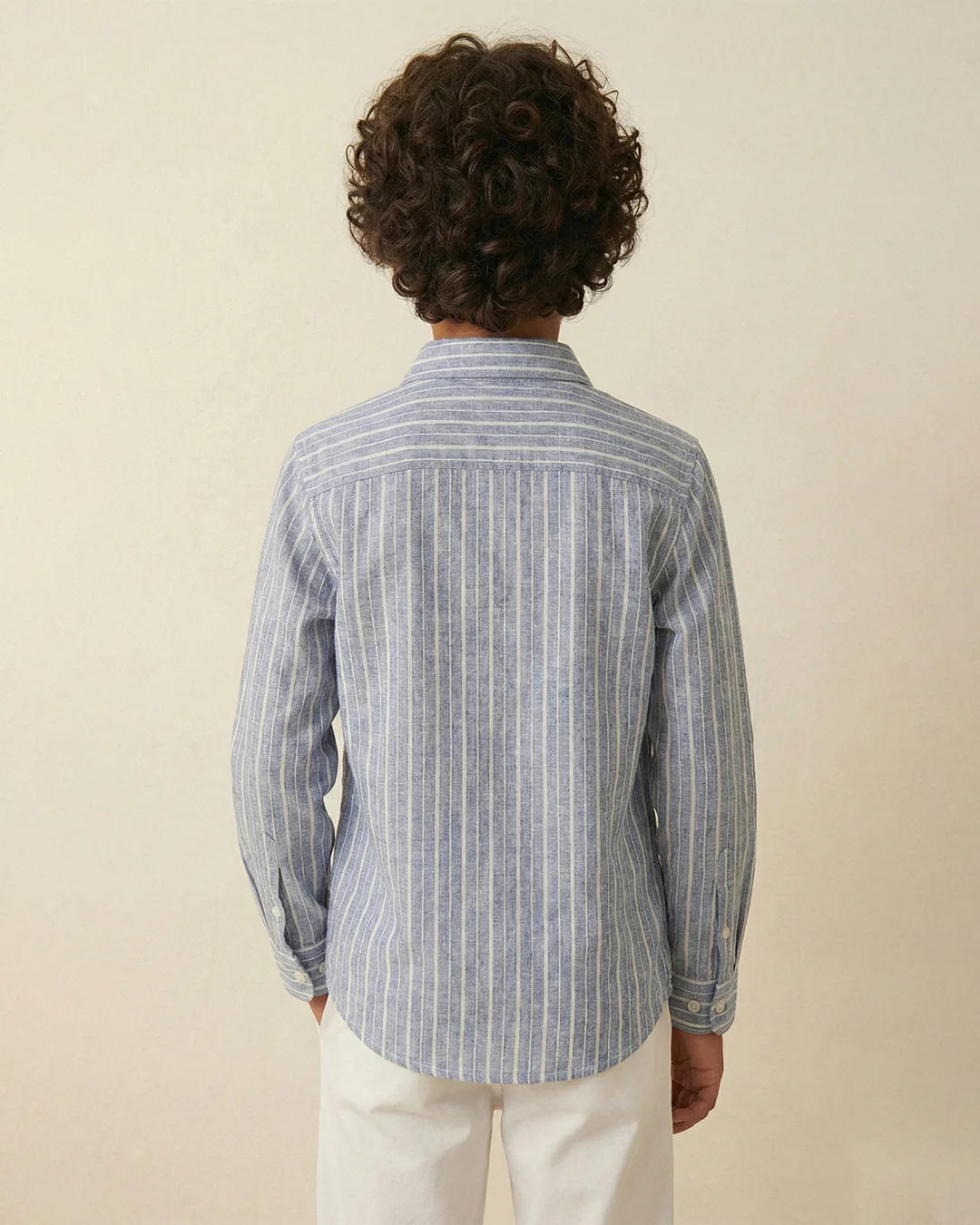 Boys Blue Rayon Full Sleeve Stripe Shirt - Image 3