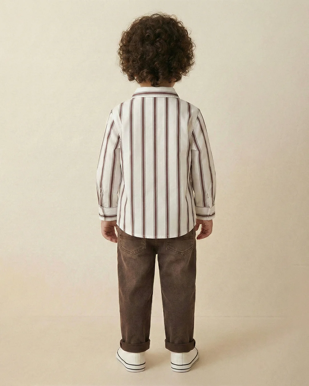 Boys White Viscose Full Sleeve Stripe Shirt - Image 3