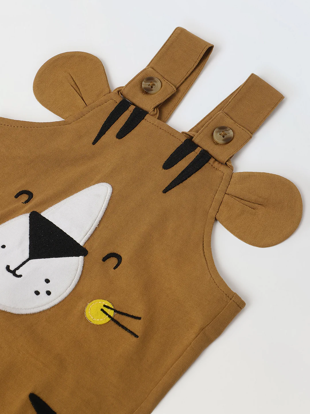 Brown Cotton Jersey Romper with Lion Patch for infant's - Image 3