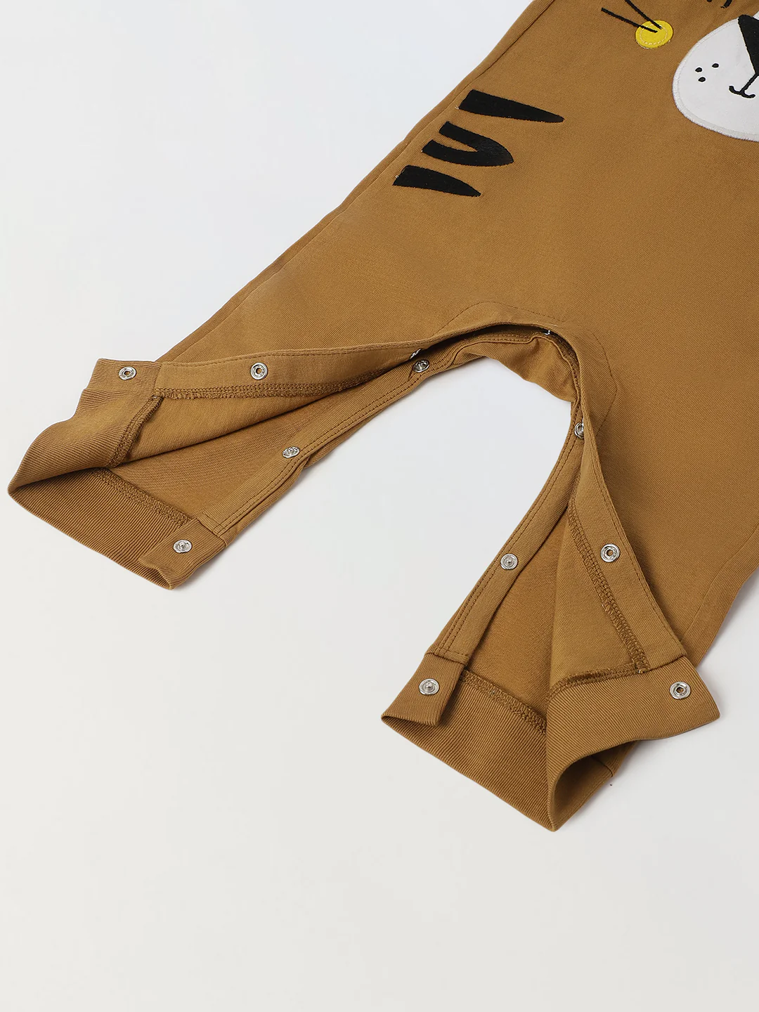 Brown Cotton Jersey Romper with Lion Patch for infant's - Image 4