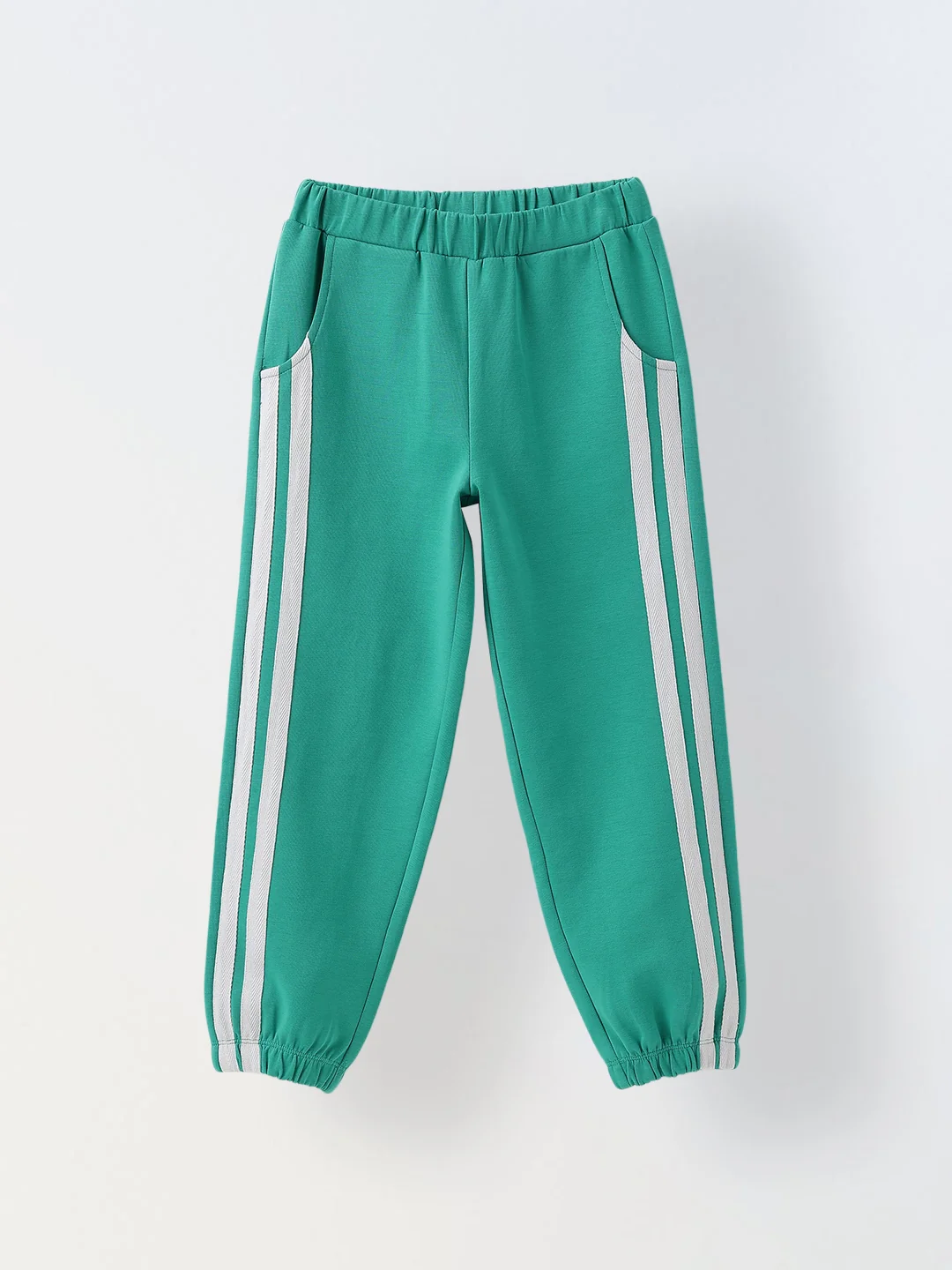 White & Green Unisex Set with Zip Closure, Knit Fabric & High Neck Regular Fit - Image 4