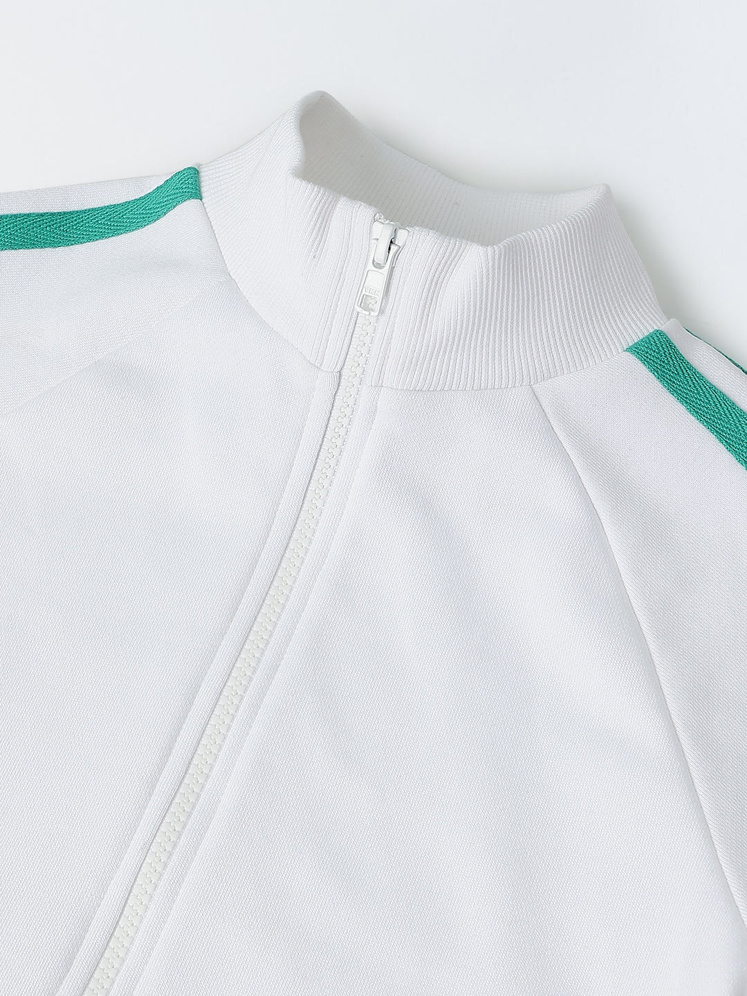White & Green Unisex Set with Zip Closure, Knit Fabric & High Neck Regular Fit - Image 6