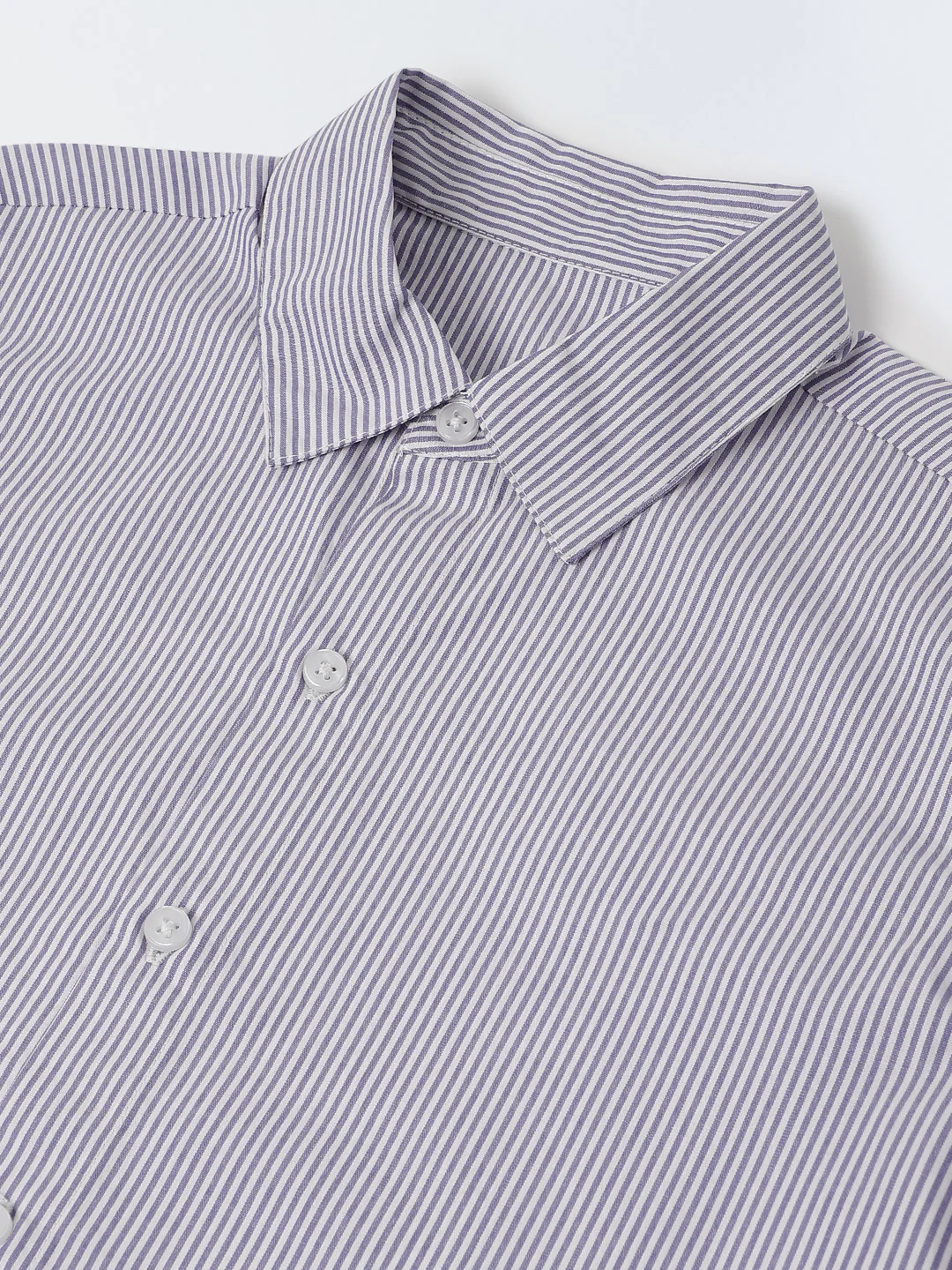 Cotton Navy/White Stripe Shirt For Boys - Image 3