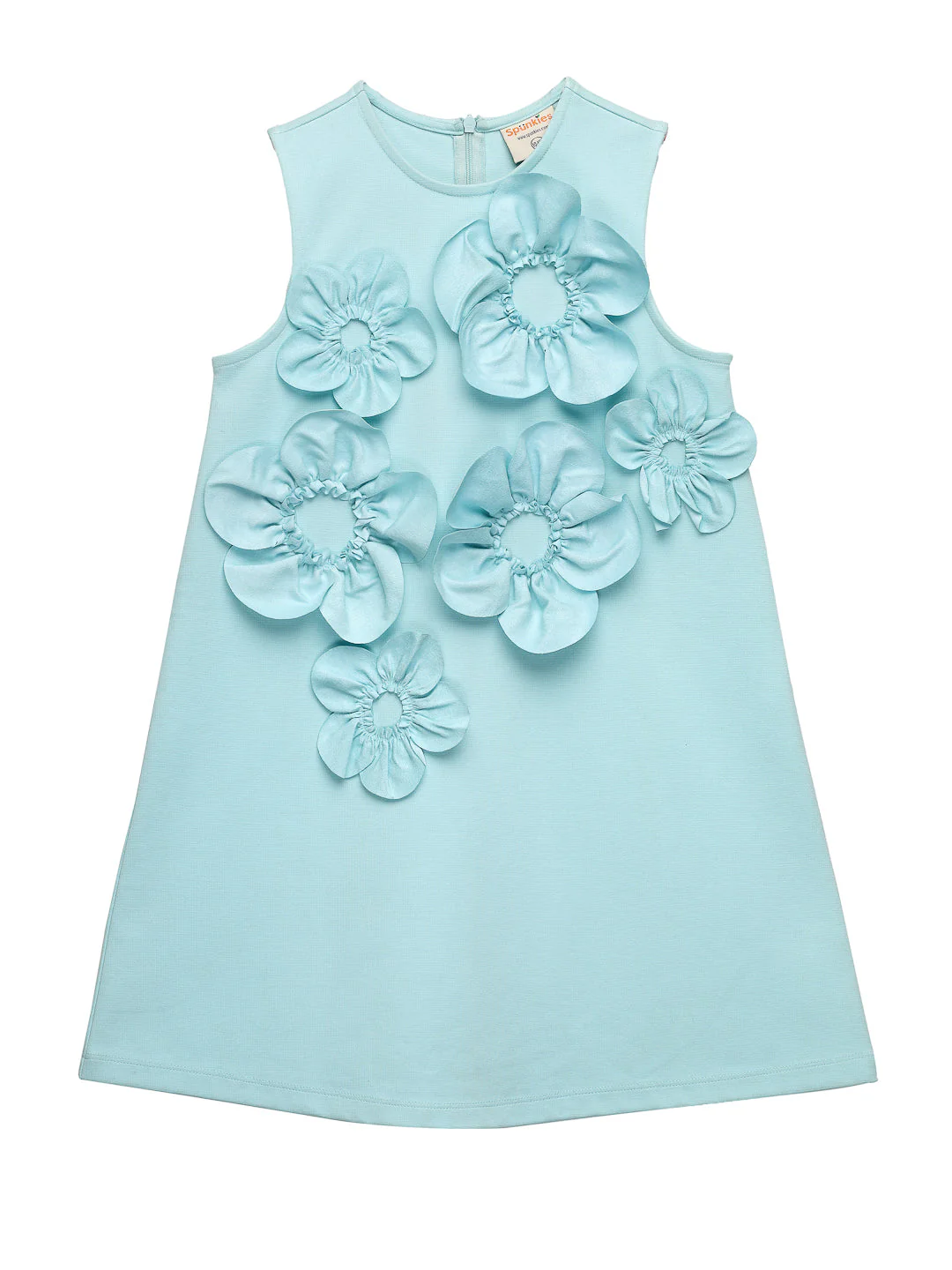 Aqua Sleeveless 3D Floral Dress