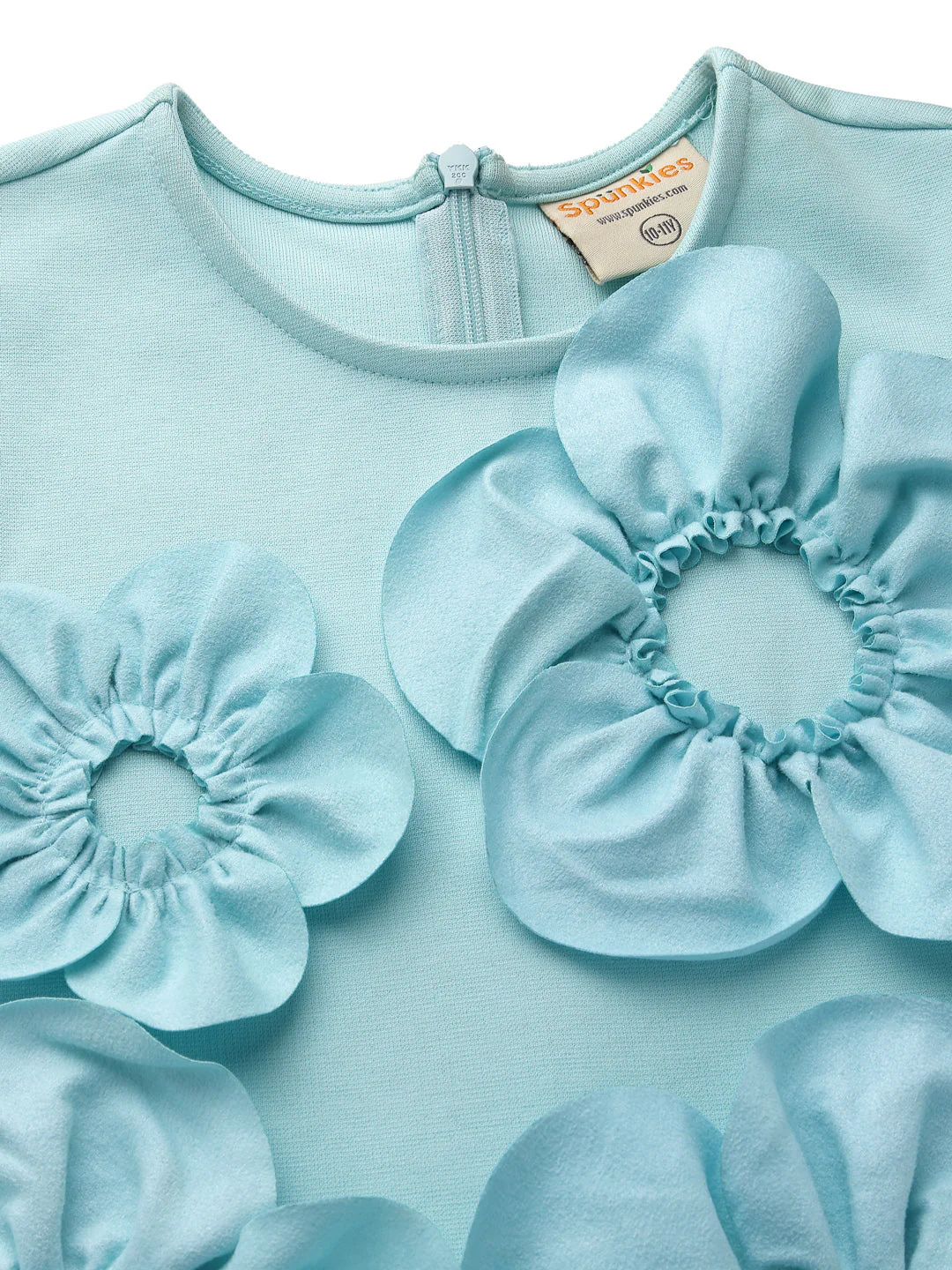 Aqua Sleeveless 3D Floral Dress - Image 2