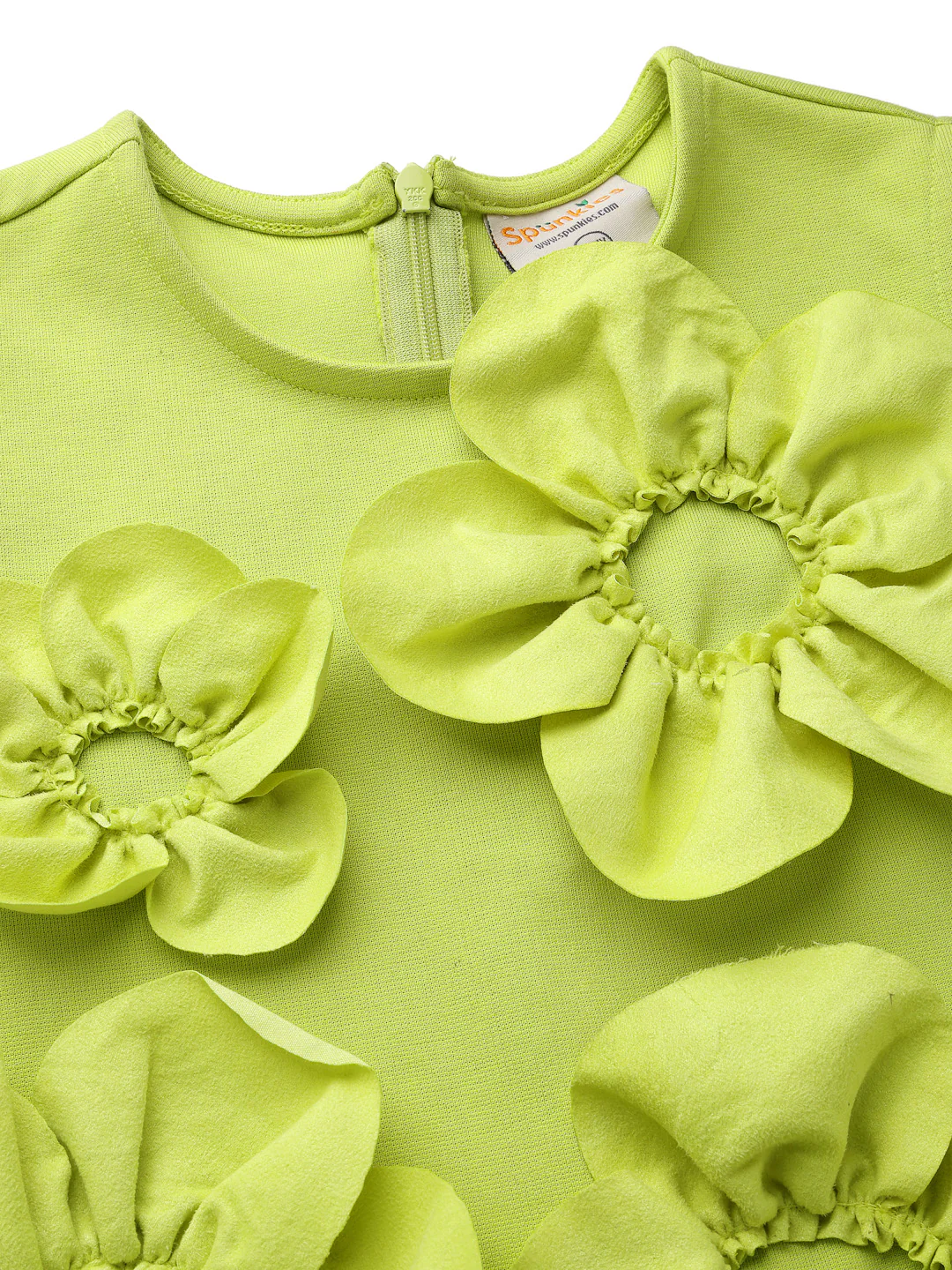 Lime Sleeveless 3D Floral Dress - Image 3