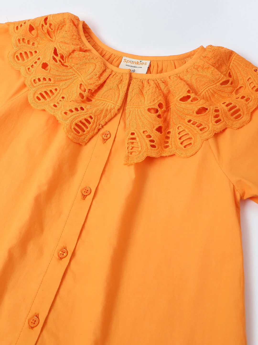 Orange Eyelet Lace Ruffle Dress-Girls. - Image 4