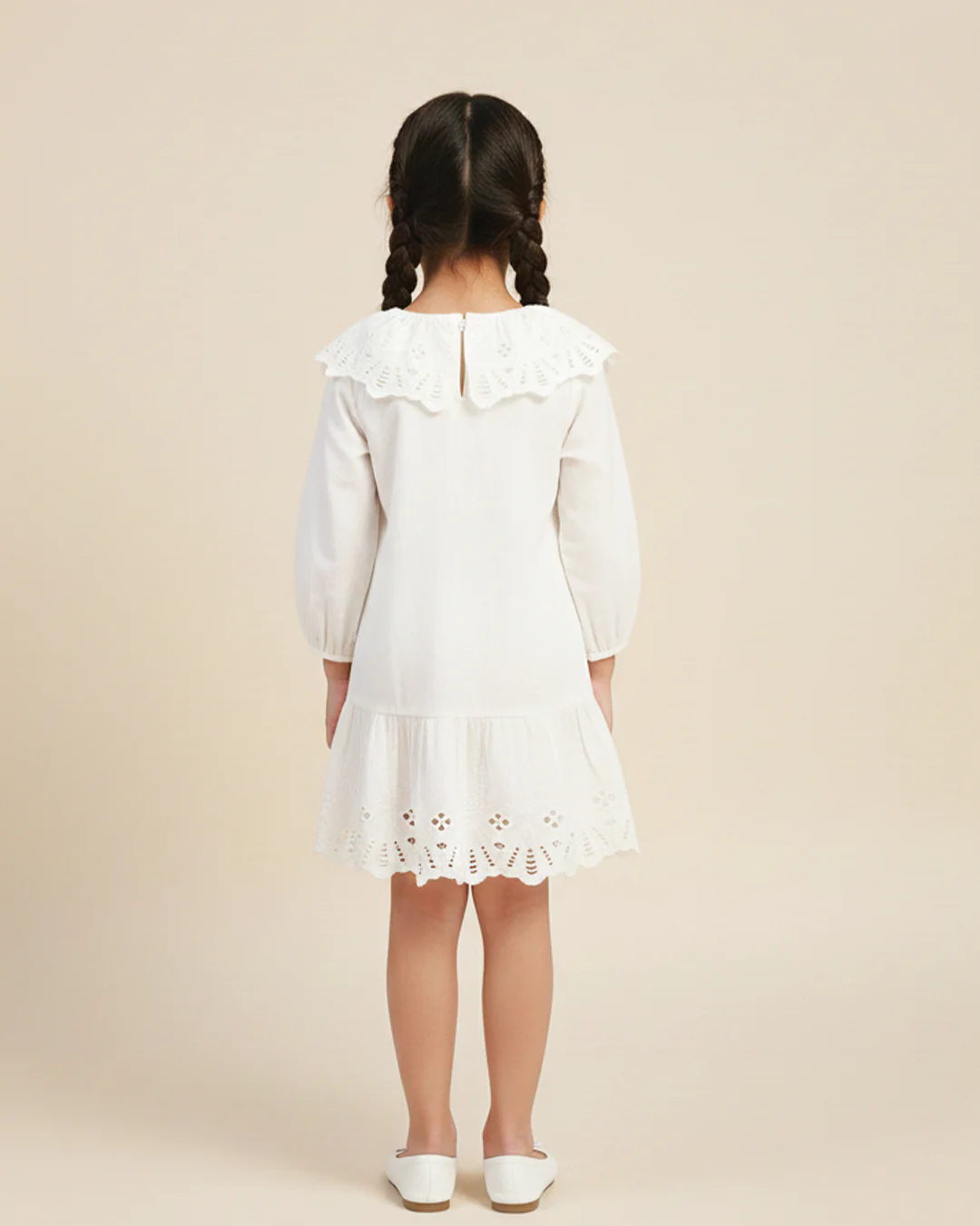 White Eyelet Lace Ruffle Dress-Girls. - Image 3