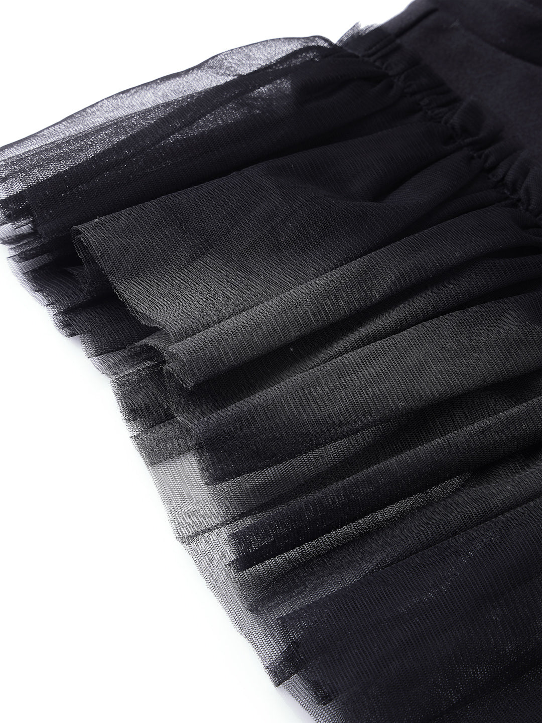 Girls Black Flutter Frill A-Line Top - Image 2