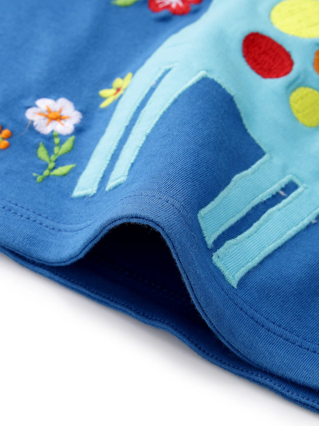 Girls' Blue Sleeveless Dress with Playful Giraffe Embroidery - Image 5