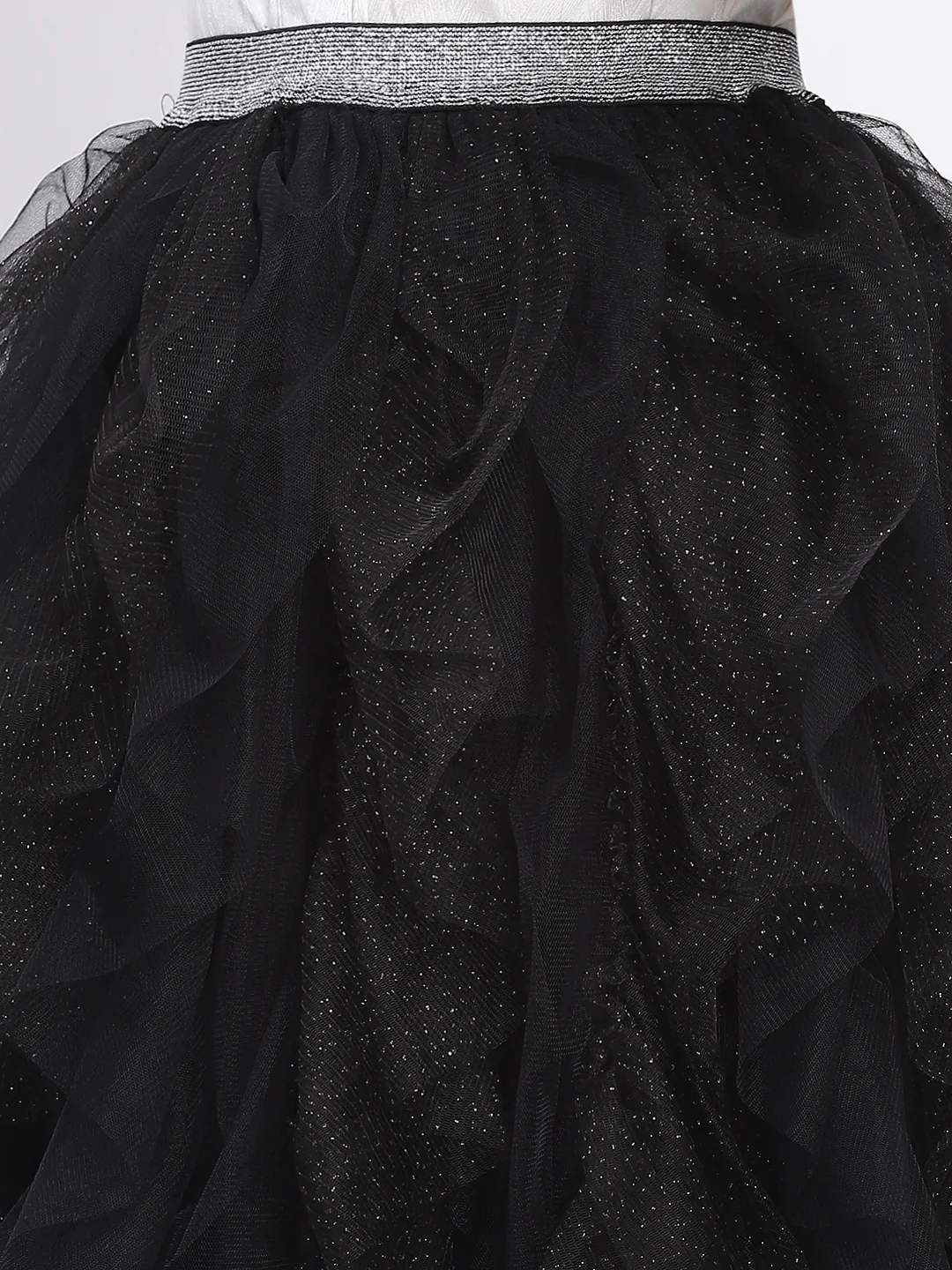 Girl's Black Layred Ruffled Tulle Skirt - Image 2