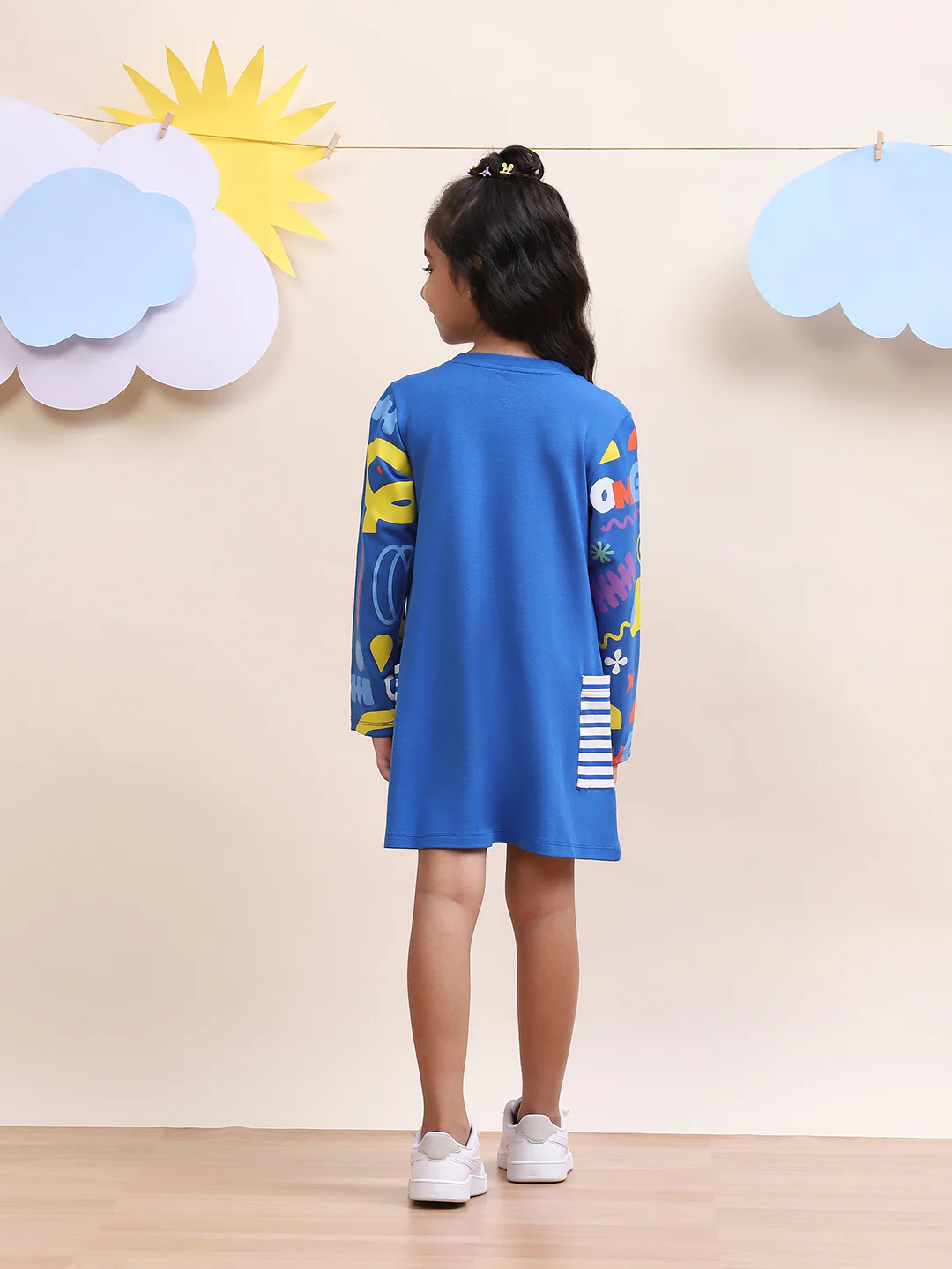Blue AOP Play Dress - Image 4