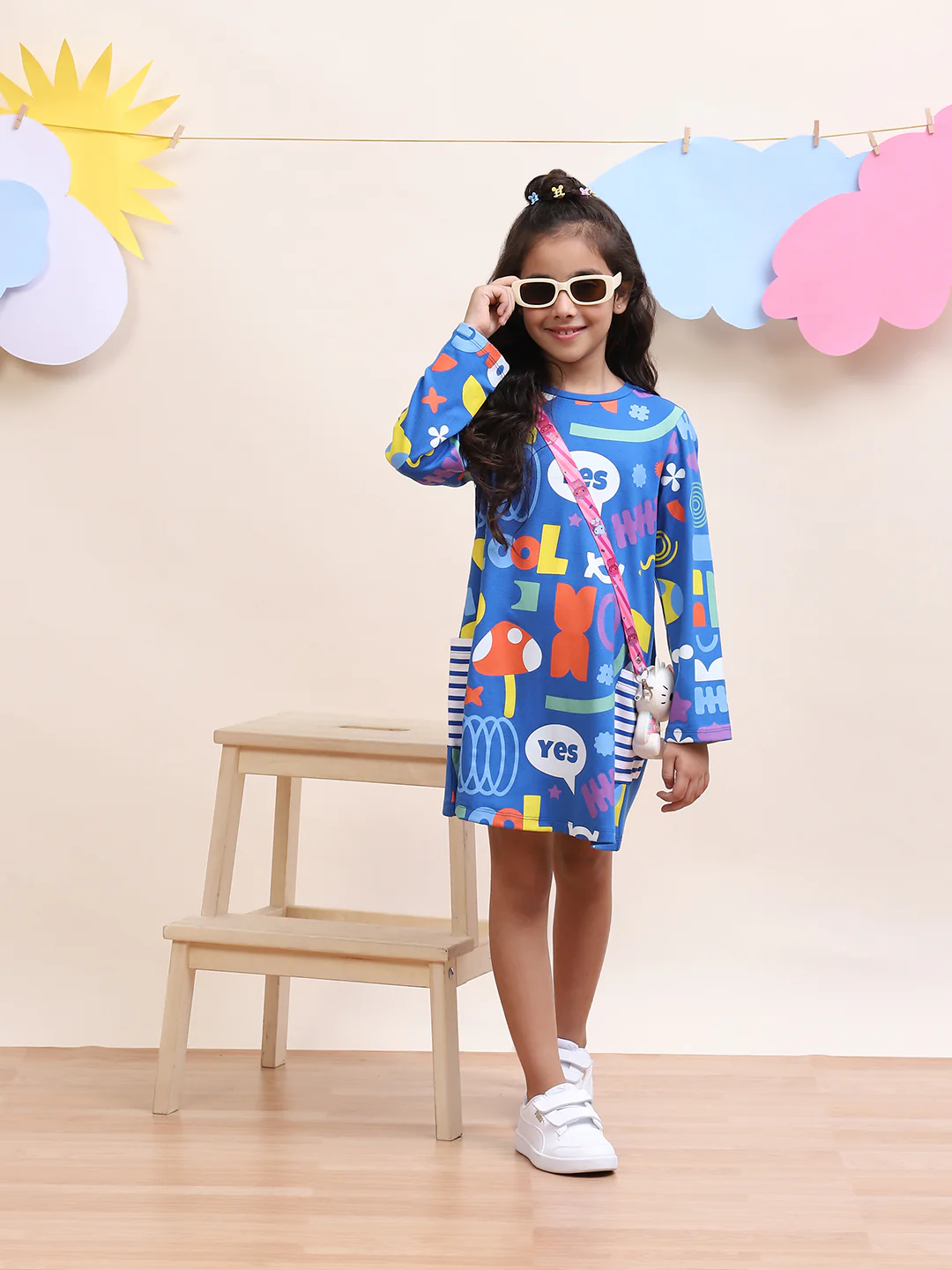 Blue AOP Play Dress - Image 5