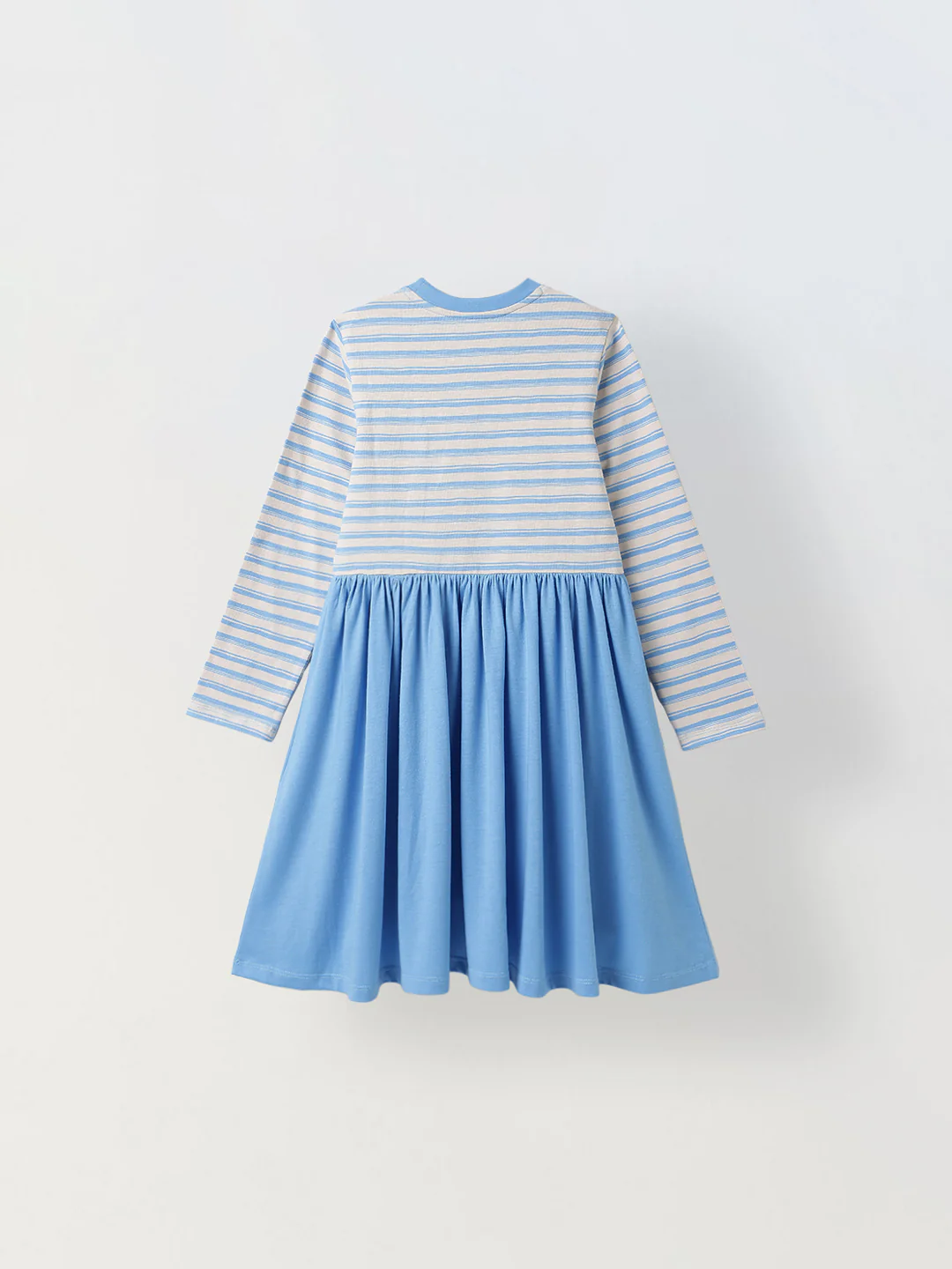 Girls Blue Striped Full Sleeves Dress - Image 2