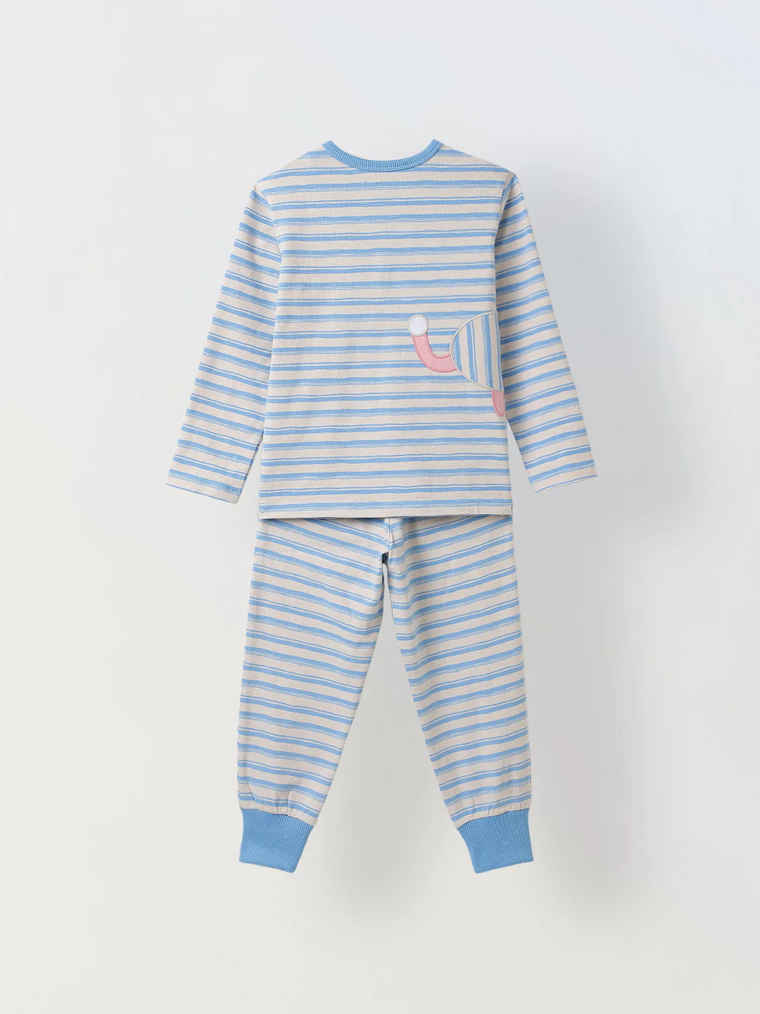 Girls Blue Striped T-shirt with Pyjamas Set - Image 2
