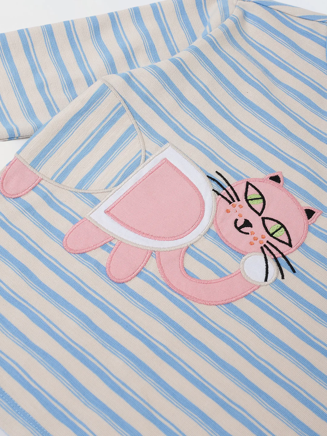 Girls Blue Striped T-shirt with Pyjamas Set - Image 7