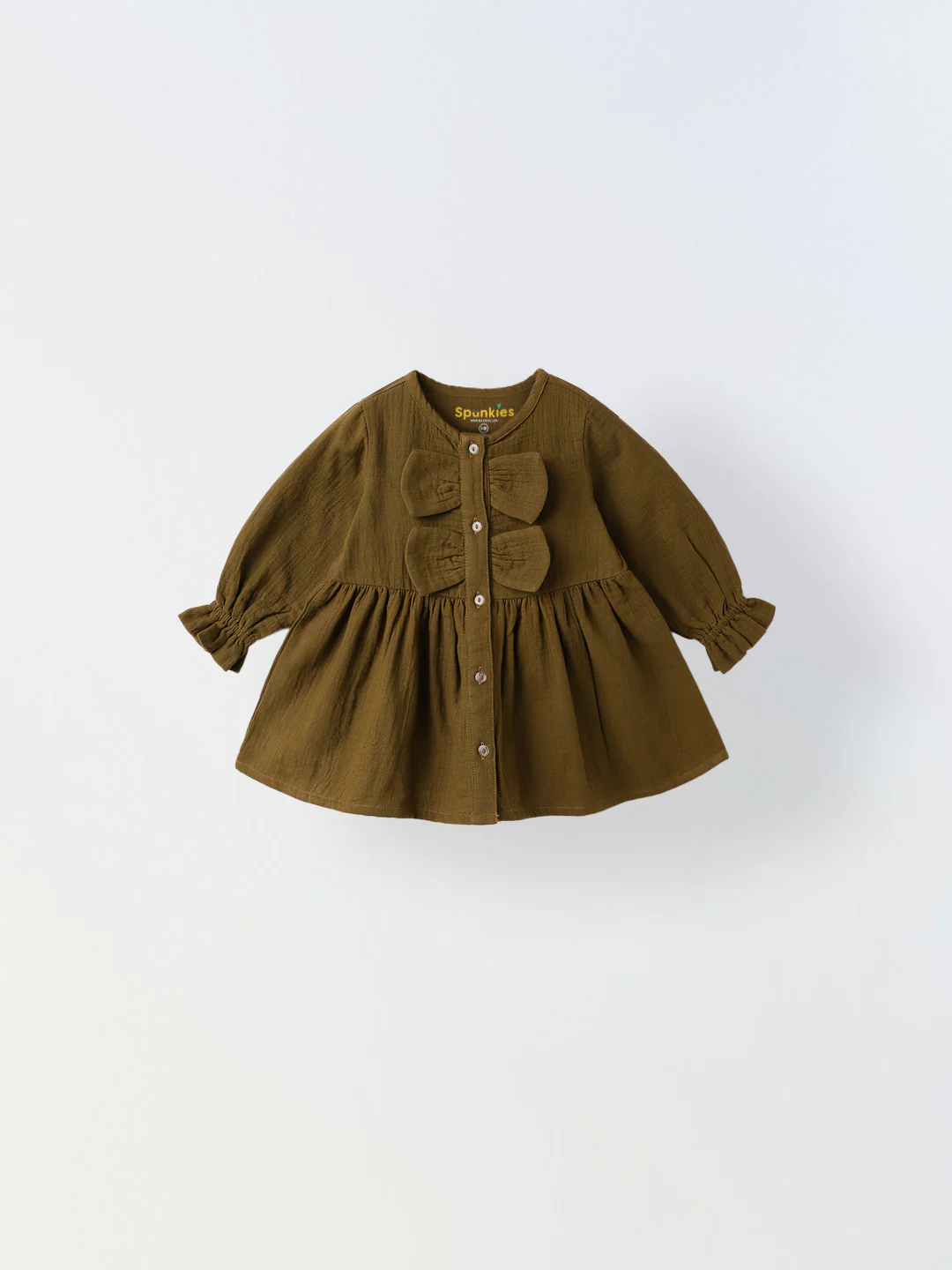 Brown Bow Gauze Dress
