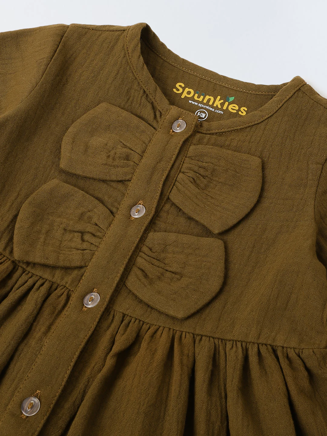 Brown Bow Gauze Dress - Image 3