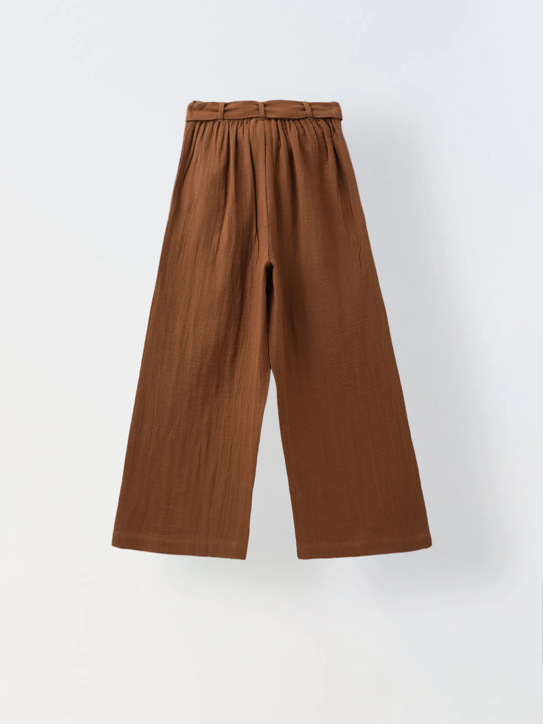 Girls Brown Cotton Round Neck Solid Co-Ord Set - Image 3