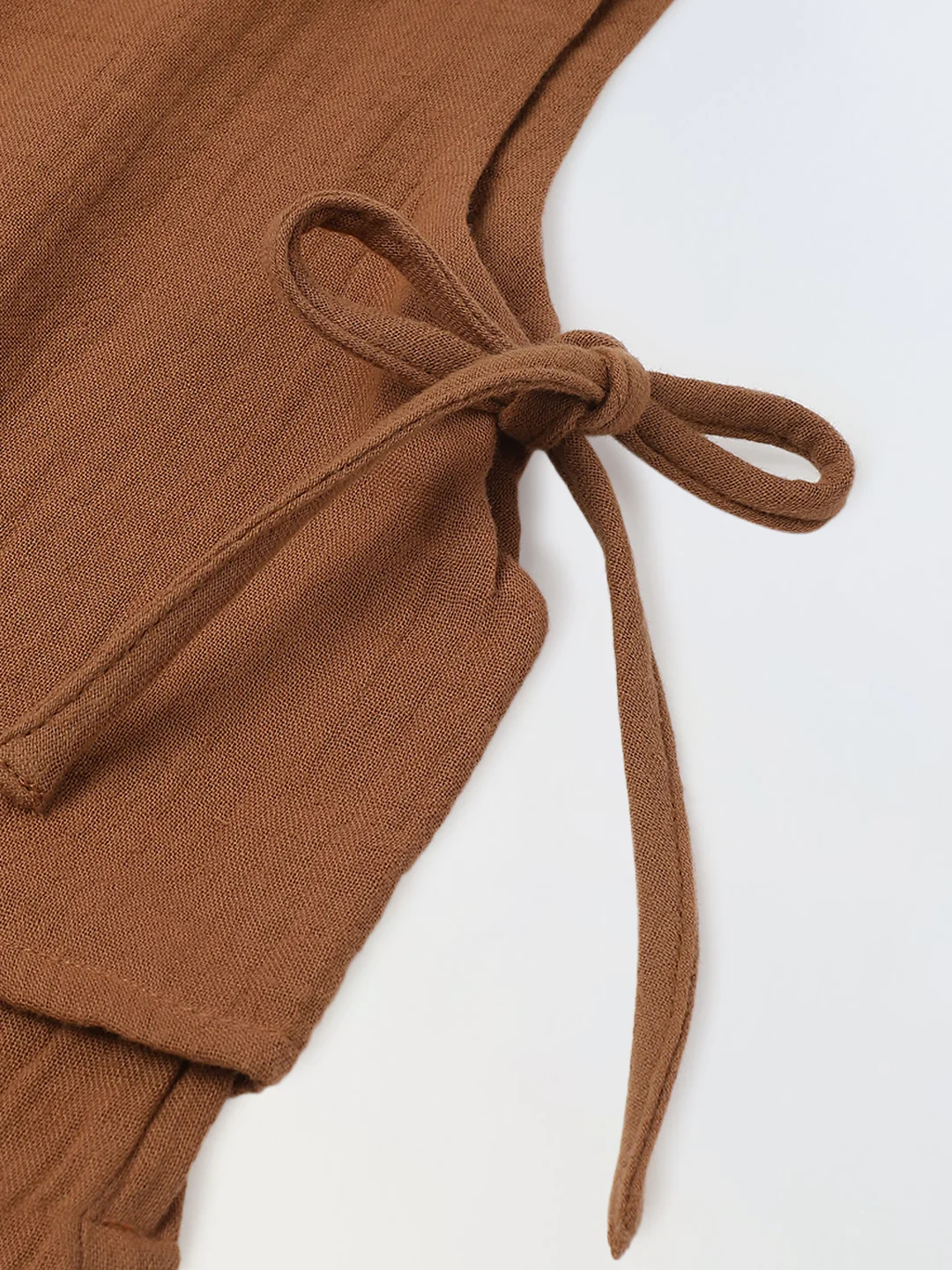 Girls Brown Cotton Round Neck Solid Co-Ord Set - Image 7