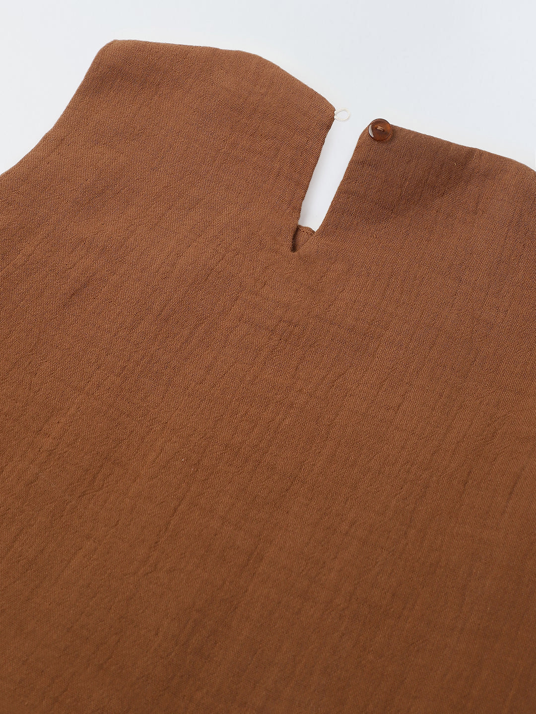 Girls Brown Cotton Round Neck Solid Co-Ord Set - Image 8