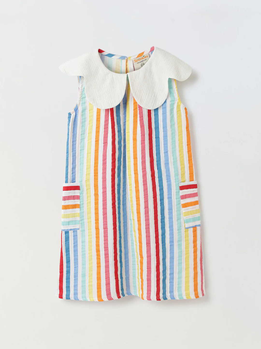 Striped Sleeveless Dress with Peter Pan Collar