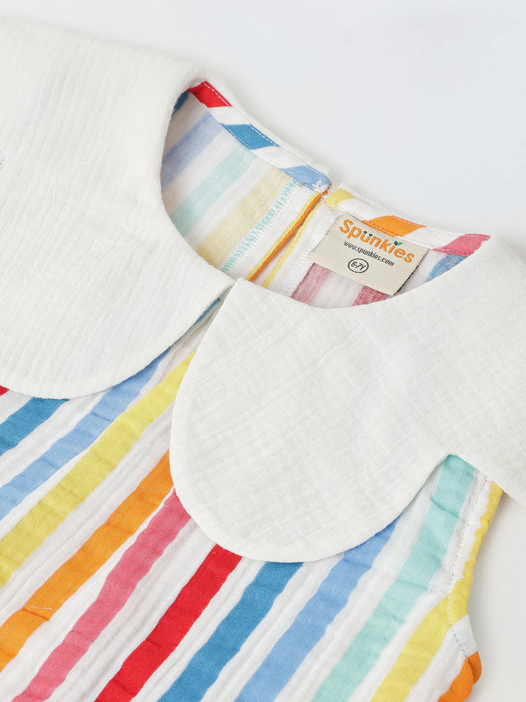 Striped Sleeveless Dress with Peter Pan Collar - Image 2