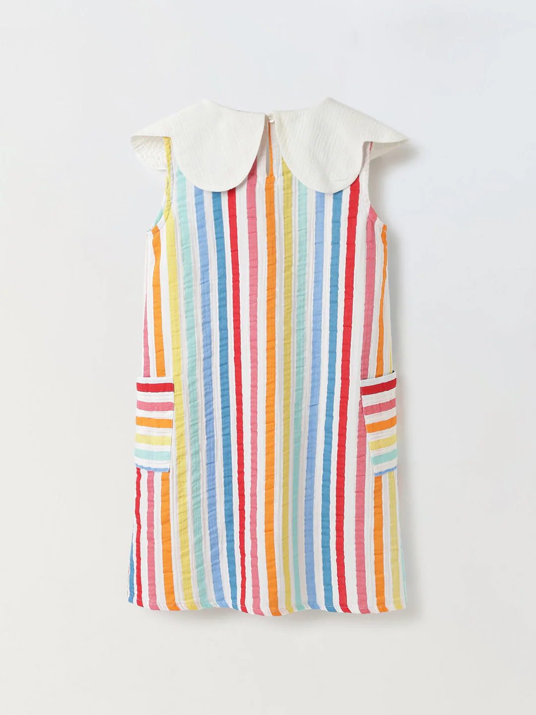 Striped Sleeveless Dress with Peter Pan Collar - Image 7
