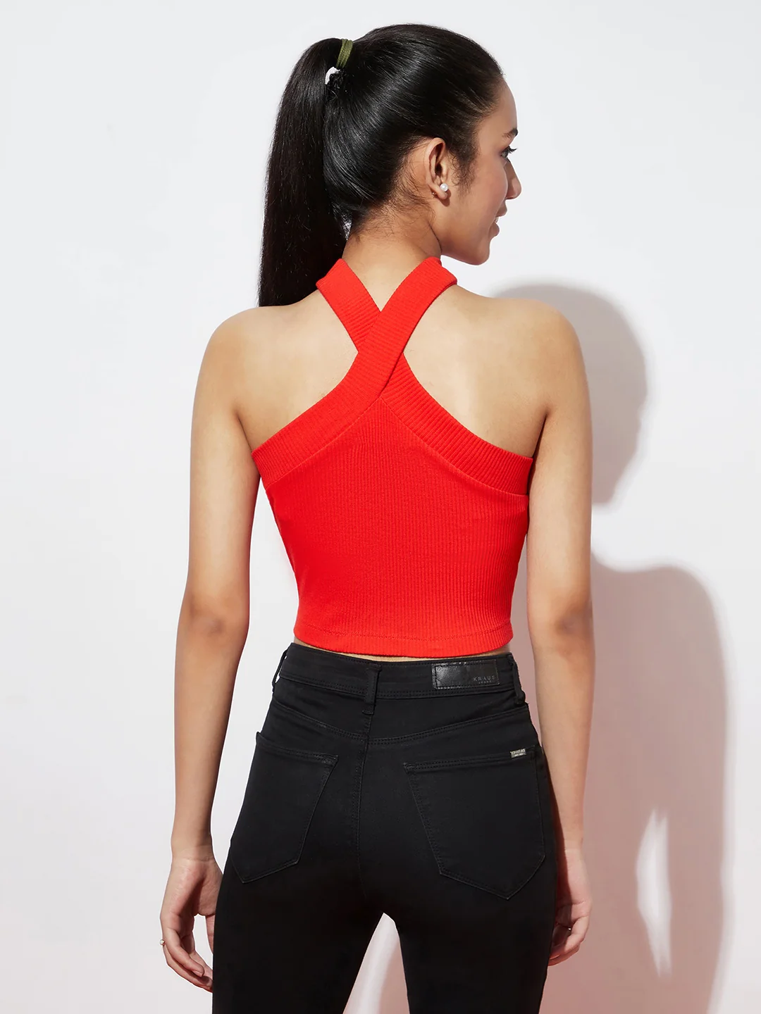 Girls Ribbed Red Top - Image 4