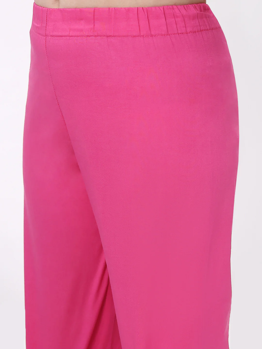 Girls Fuchsia Pink Ethnic Sleeveless Kurta with Palazzo Co-Ord Set - Image 6