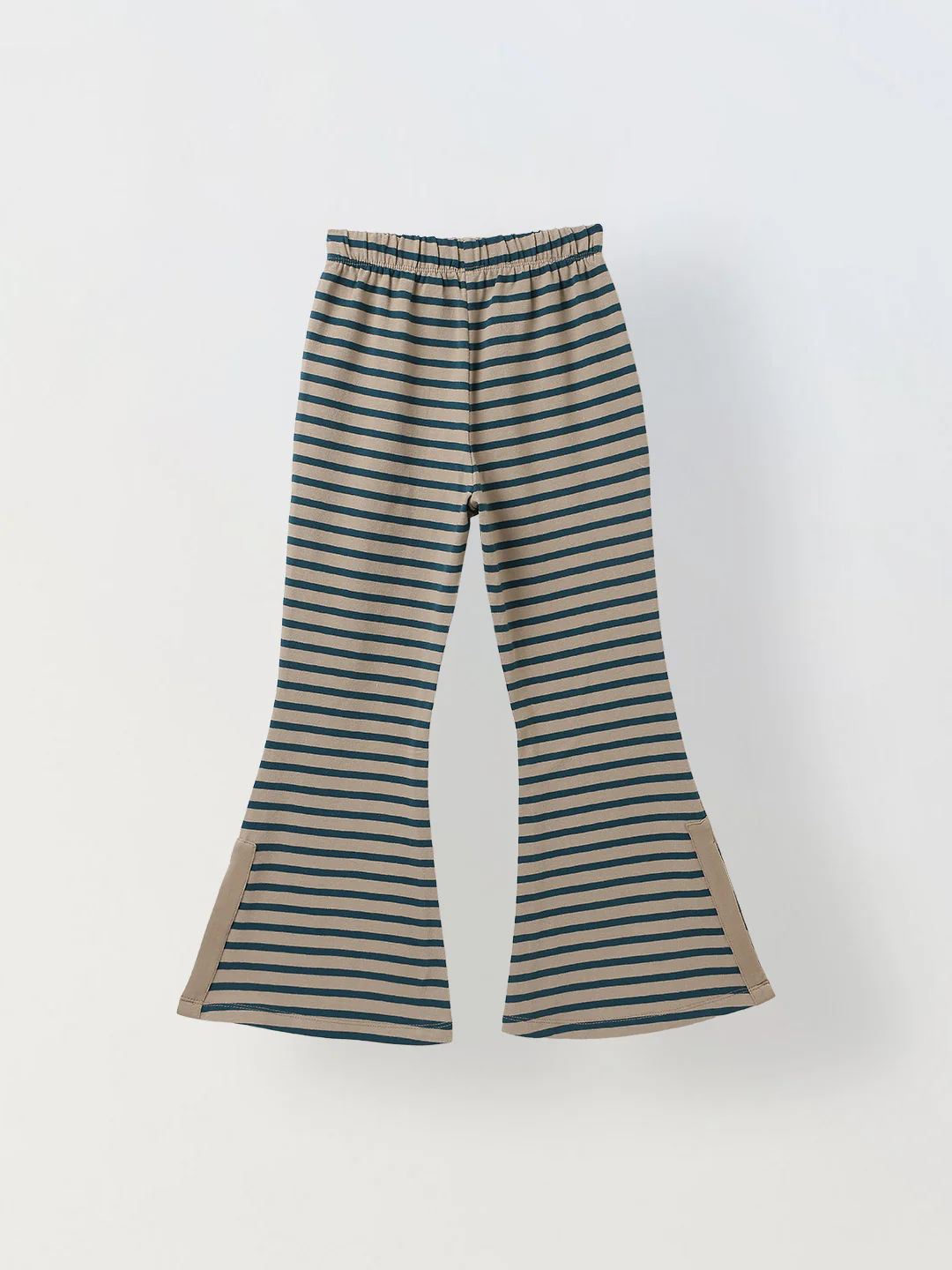 Girls Green & Beige Striped T-shirt with Pyjamas Set - Image 4