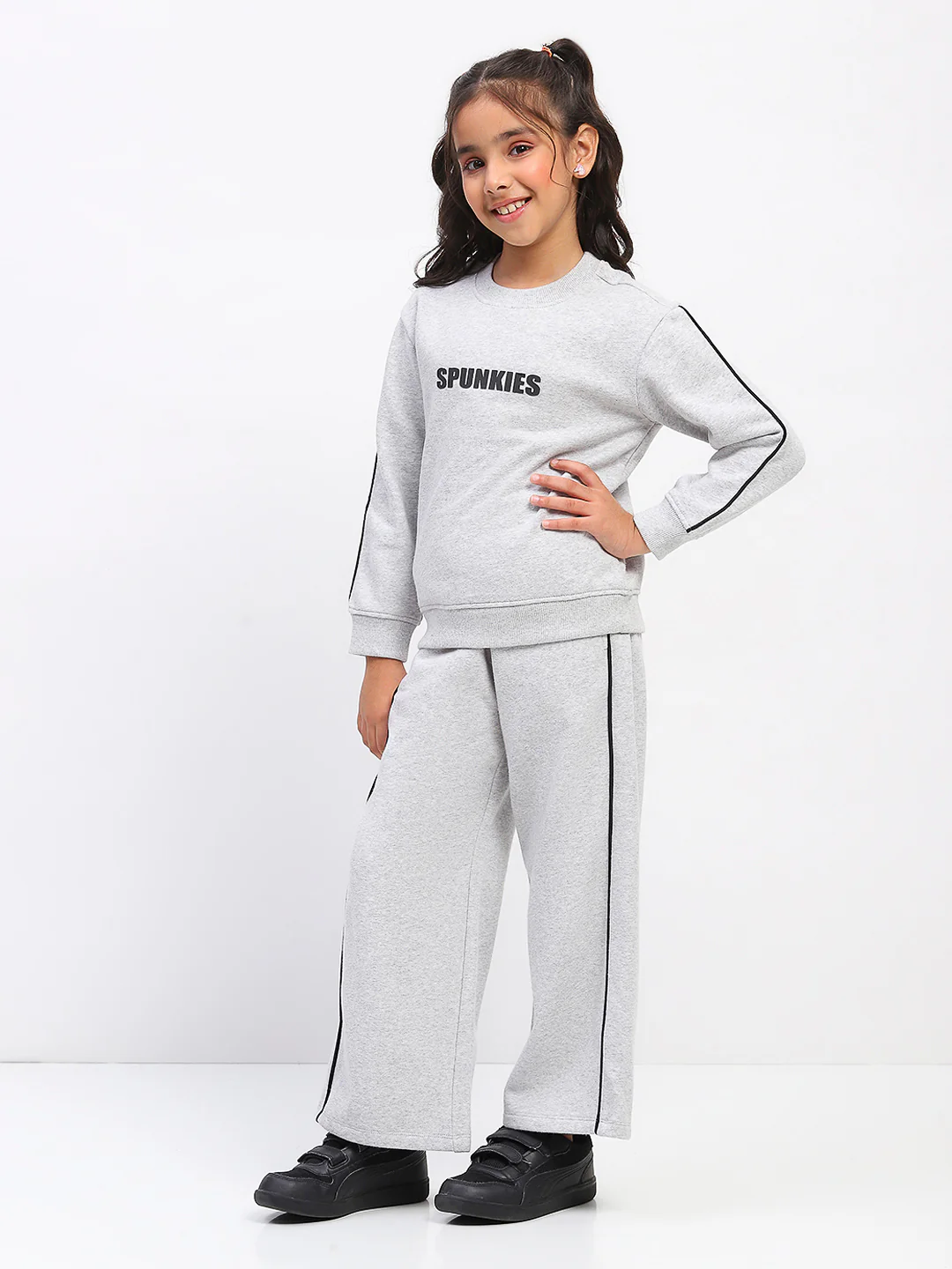 Girls Grey Long Sleeve Sweatshirt Set - Image 2