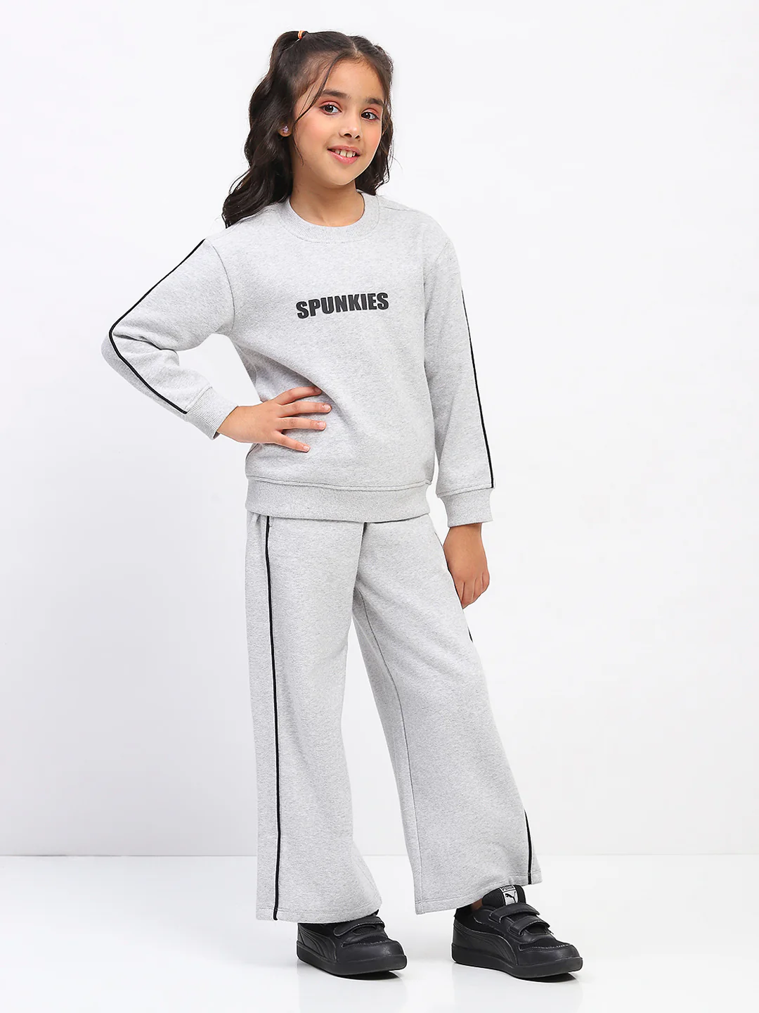 Girls Grey Long Sleeve Sweatshirt Set - Image 3
