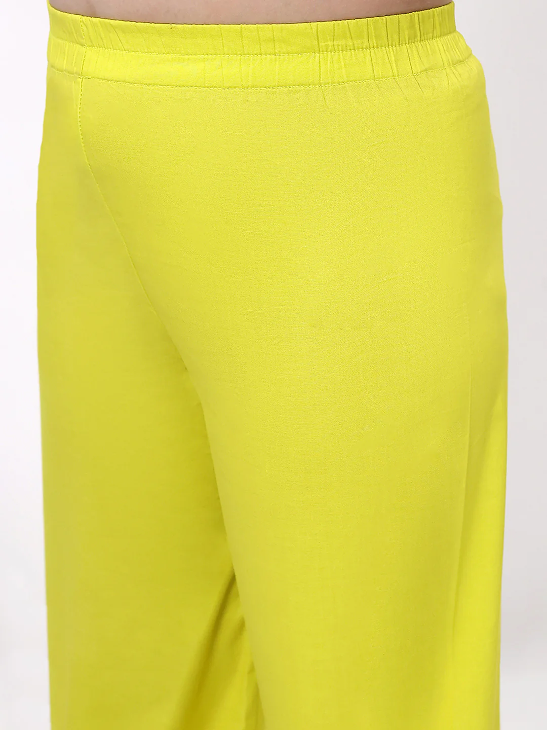 Girls Lime Green Ethnic Sleeveless Kurta with Palazzo Co-Ord Set - Image 6