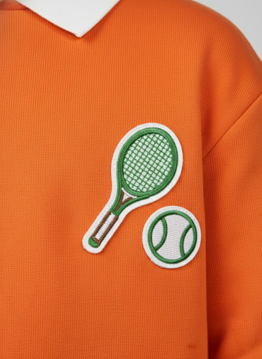 Girls Orange Collar Neck Solid Dress - Image 2