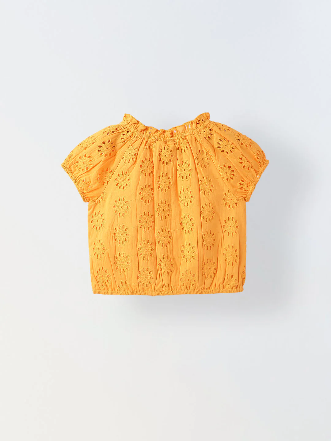 Girls Orange Round Neck Schiffli Top - Image 2