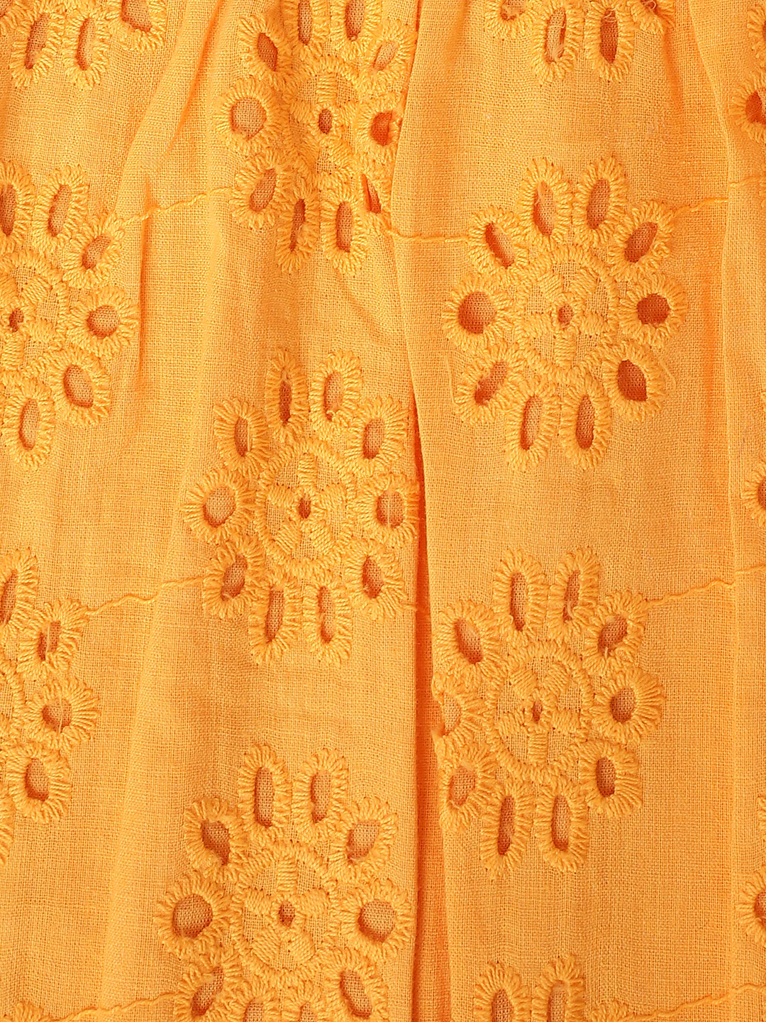 Girls Orange Round Neck Schiffli Top - Image 4