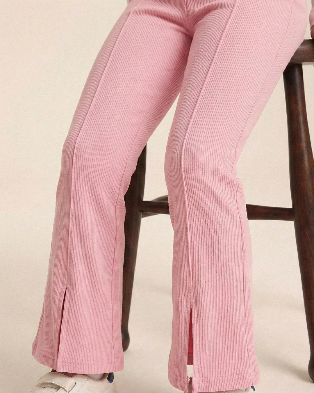 Girls Pink Cotton Ribbed Legging - Image 4
